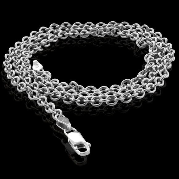 Italy Sterling Silver Cable Chain 3.8mm Platinum Plated