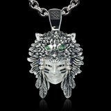 Great Warrior Necklace, Native American Warbonnet Necklace, Indian Chief Pendant.