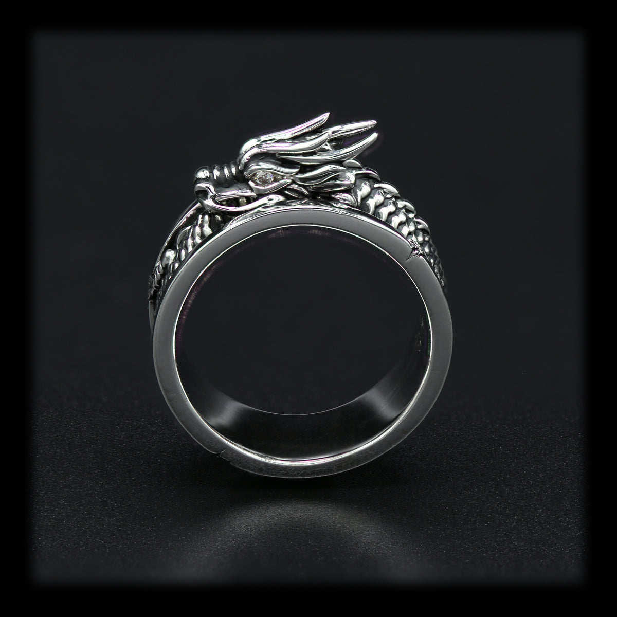 Infinity Dragon Ring, Sterling Silver Ouroboros Dragon Ring