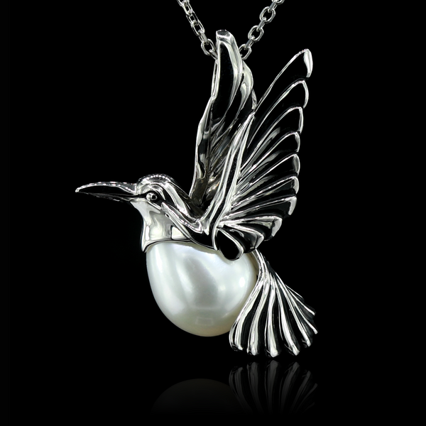 Hummingbird hand carve pearl – Ecks Jewelry