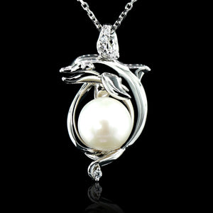 Silver Dolphin Pearl Pendant