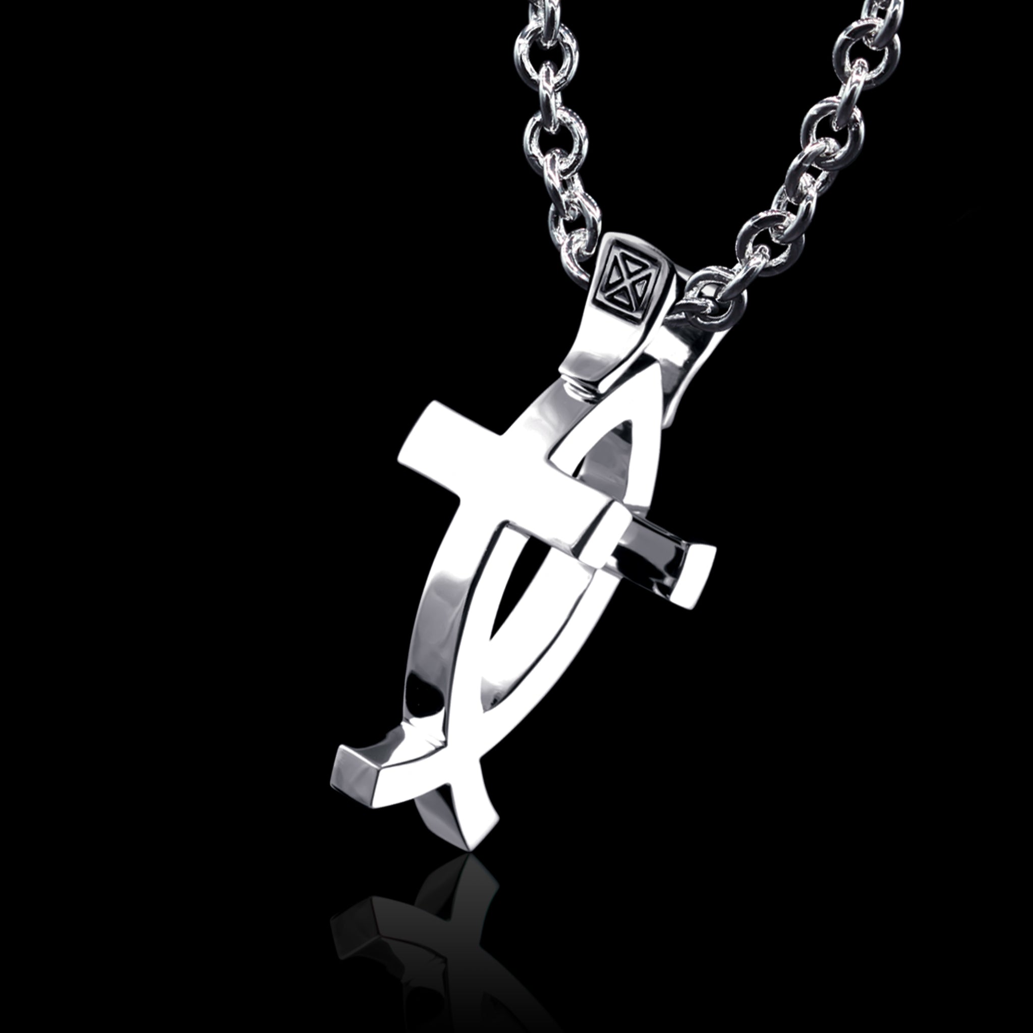 Cross and Fish Necklace For Men, Men Cross necklace